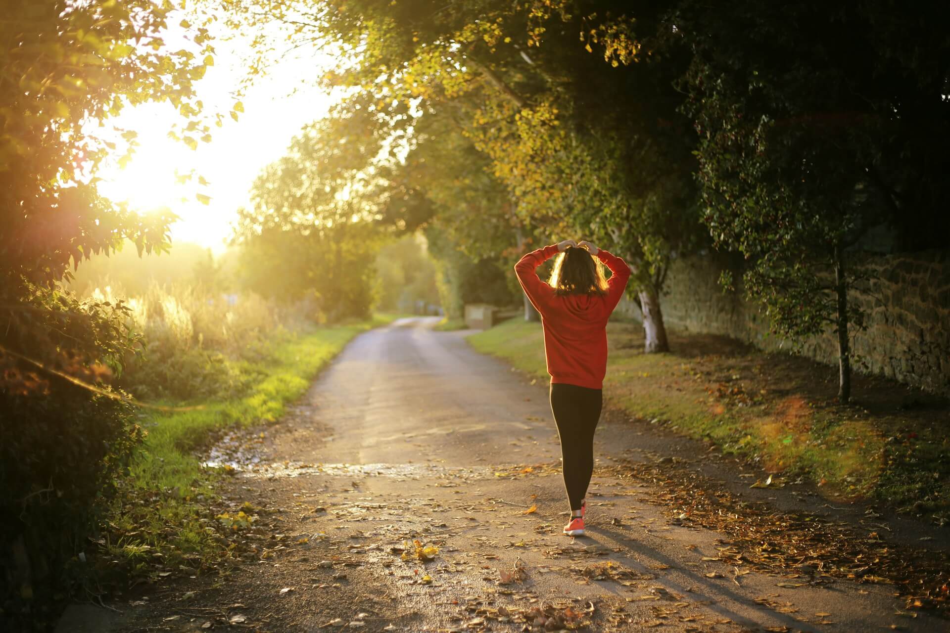 Woman jogging feeling good metaling and physically.